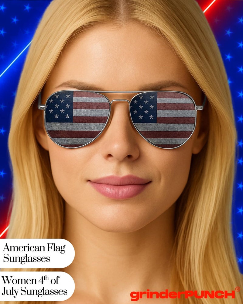 grinderPUNCH 2 Pair Combo Patriotic American US Flag Sunglasses Bulk USA - Image 4