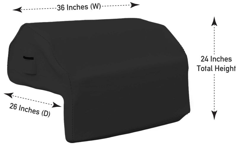 Covers & all Built-in Outdoor Grill Cover, Durable Heavy Duty 18 Oz Waterproof Cover Tuff Material with Air Pocket & Elastic for Snug Fit (36" W x 26" D x 24" H inches, Black) - Image 3