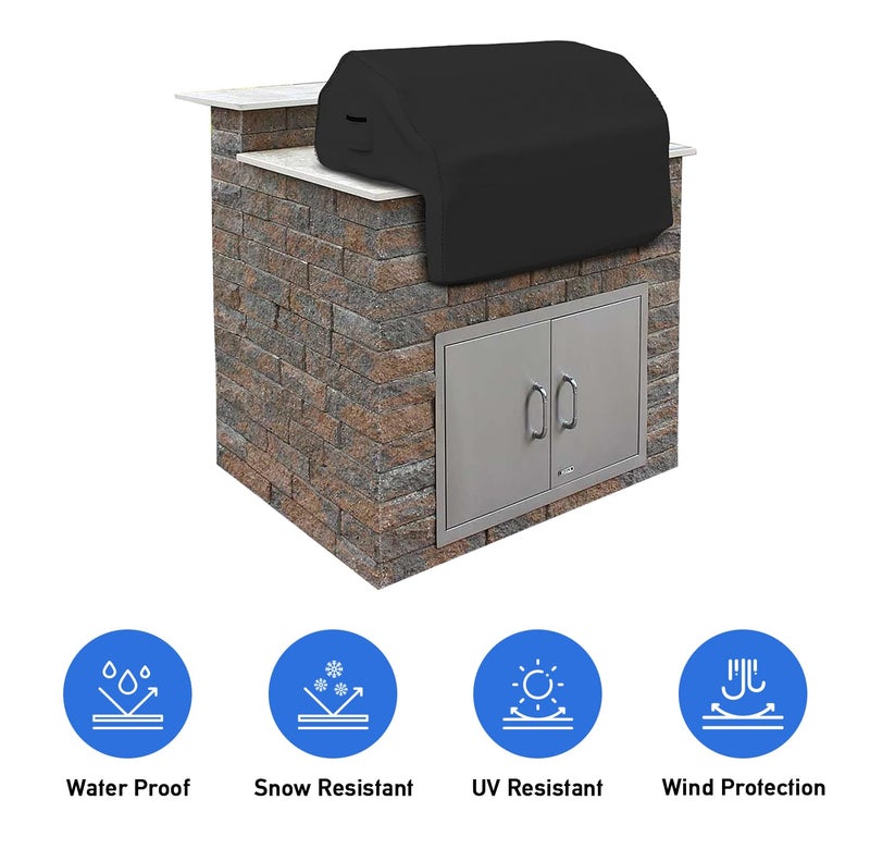 Covers & all Built-in Outdoor Grill Cover, Durable Heavy Duty 18 Oz Waterproof Cover Tuff Material with Air Pocket & Elastic for Snug Fit (36" W x 26" D x 24" H inches, Black) - Image 4