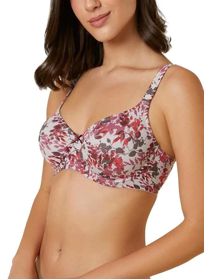 ترايامف Triumph Minimizer Bra for Women Wired Non Padded Floral Bra My Flower Minimizer Series Full Coverage Soft Microfiber Lingerie High Center Bridge Supportive Grey 34C Pack of 1