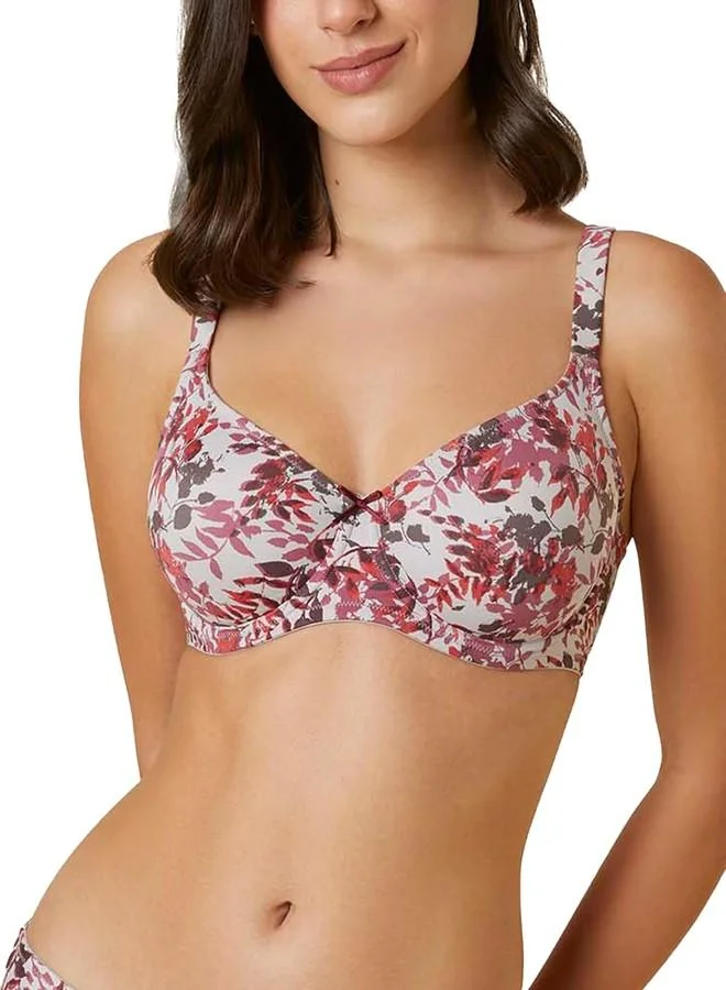 ترايامف Triumph Minimizer Bra for Women Wired Non Padded Floral Bra My Flower Minimizer Series Full Coverage Soft Microfiber Lingerie High Center Bridge Supportive Grey 34C Pack of 1