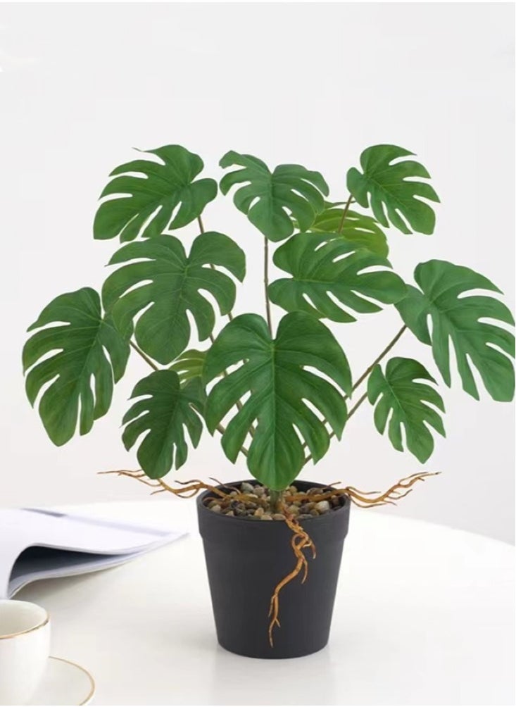 Kutis 1-Piece Artificial Plant with Pot for Home Garden Decor Green/Black 25 cm  - Image 1