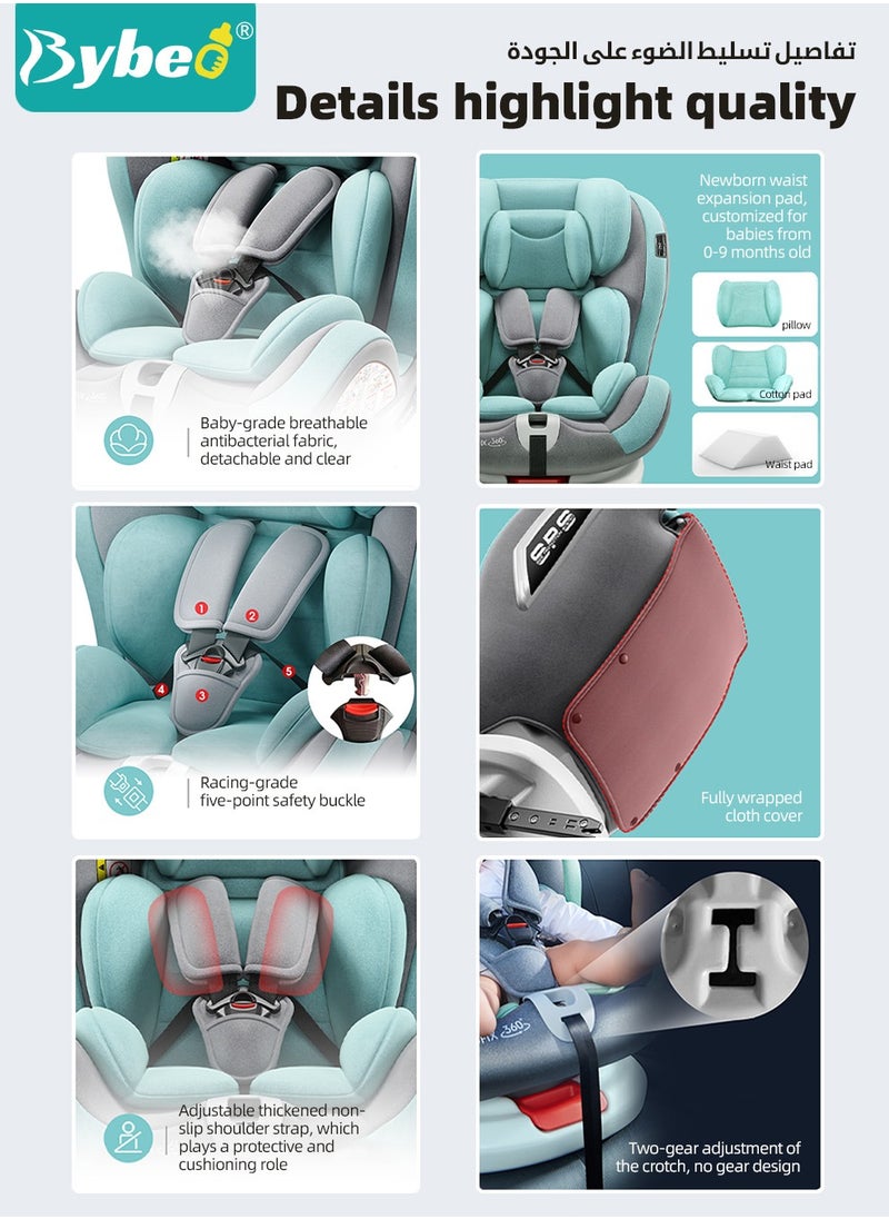 Bybeo - ﻿Baby Safety Car Seat for Infant / Kids with ISOfix Interface, i-Size Certified Toddler Car Seat with 5-Point Safety Harness and 4 Level Adjustable Backrest, 360° rotation Backward/Forward Facing - Image 1