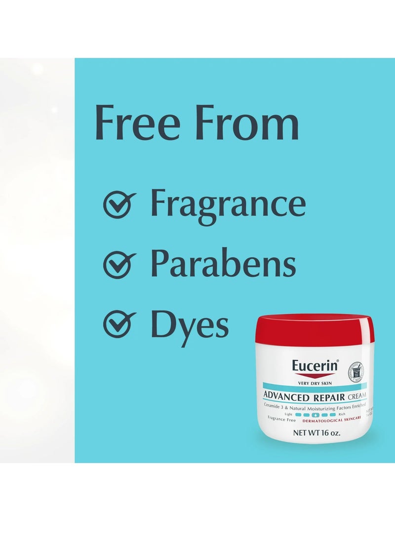 Eucerin Advanced Repair Body Cream, Fragrance Free Body Cream for Dry Skin, 16 Oz Jar - Image 3
