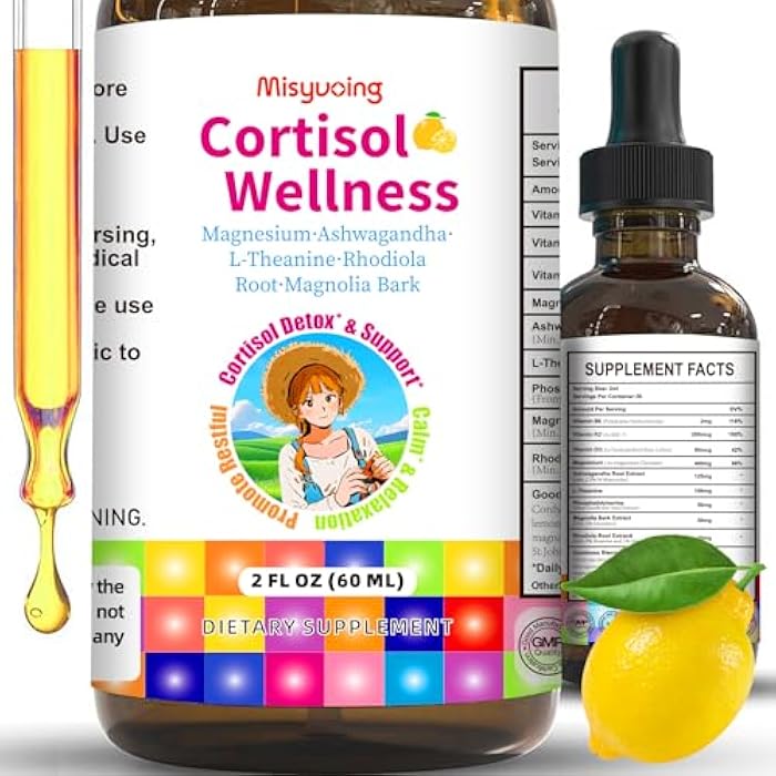 Misyvoing Cortisol Supplement Drops, 18-in-1 Cortisol Detox w. Magnesium Glycinate&Ashwagandha, L-Theanine, Phosphatidylserine, Hormone Balanced for Women, Mood Focus, Promote Seep - Image 1