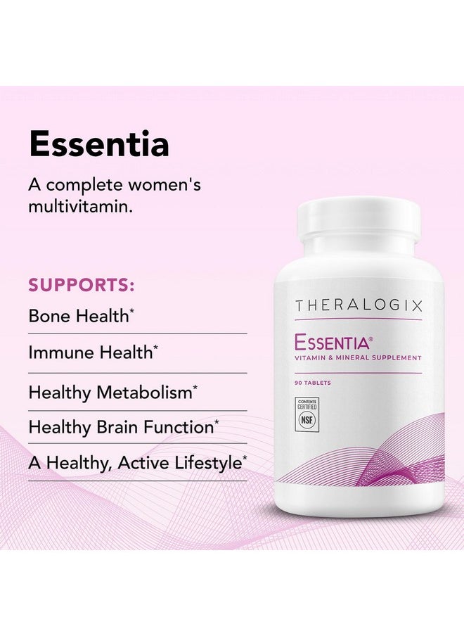 Theralogix Theralogix Essentia Multivitamin for Women - 90-Day Supply - Women's Daily Multivitamin - Supports Immune Health & Bone Health - Includes Vitamin C, Vitamin D, Zinc & More - NSF Certified - 90 Tablets 