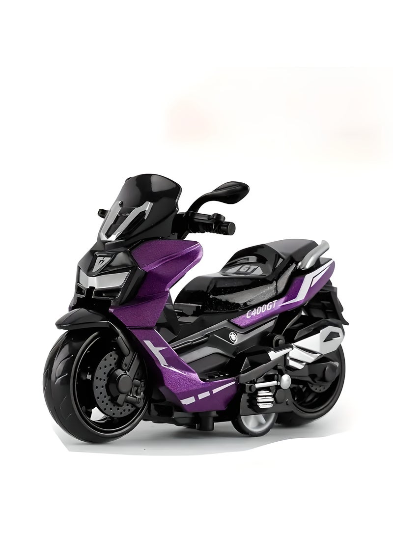 LIXADA 4pc Alloy Motor Scooter Toy, Wind-Up Simulation Motorcycle with Rear Seat, Movable Handlebar, Cool Scooter Model for Kids Collectible Display Ideal for Birthday, Party Gifts, Ideal choice for Gifts for Kids Age 3+ (Blue/Green/Purple/Gray)  - Image 5
