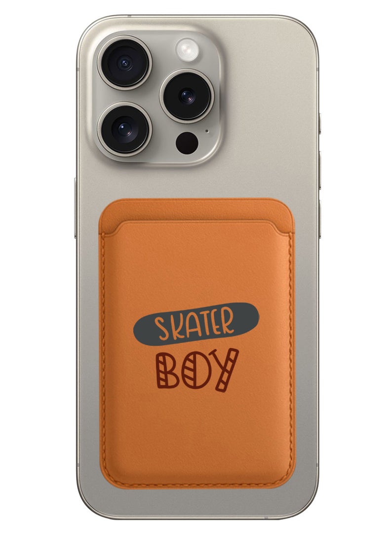 Theodor Magnetic Wallet, Compatible with MagSafe Wallet, for iPhone Wallet, for iPhone 16/15/14/13/12 Series, Not for iPhone 13/12 mini, 3 Card Holder, Vegan Leather, Brown - Skater boy - Image 1