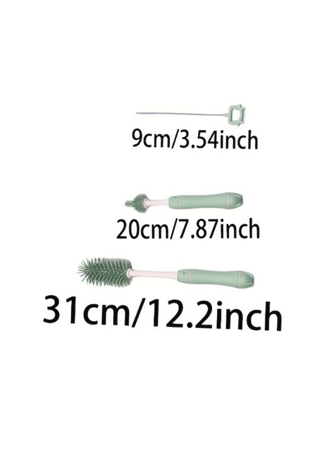 3PCS Silicone Bottle Cleaning Brush Kit 3 in 1 Silicone Brush, Nipple Brush, Straw Brush Baby Travel Essential Bottle Brush Set - Image 3