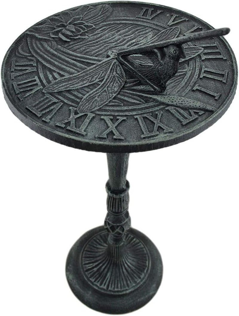 UD Verdigris Finished Cast Iron Dragonfly Sundial with Pedestal - Image 2