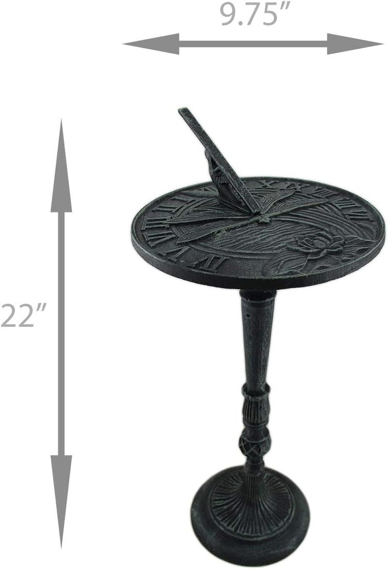 UD Verdigris Finished Cast Iron Dragonfly Sundial with Pedestal - Image 3