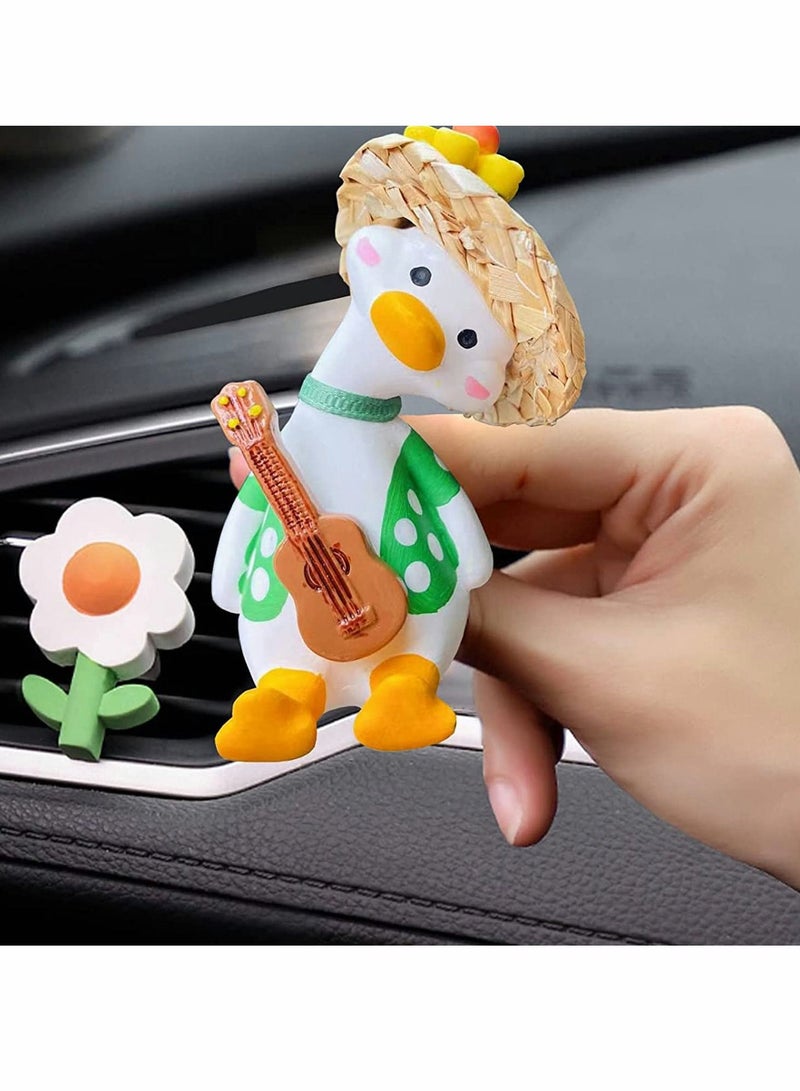 Y&D Car Vent Clip Duck Decorations Cute Rock with Straw Hat Dashboard for Women Man Decor Air Freshener Interior Decoration Interesting - Image 2