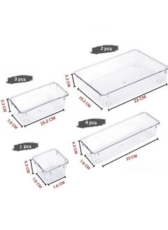 Generic Drawer Dividers Organizer Set of 12 Pieces Clear Plastic Drawer Organizing and Storage Bins For Makeup Jewelry Dresser Office And Kitchen Bliss  - Image 2