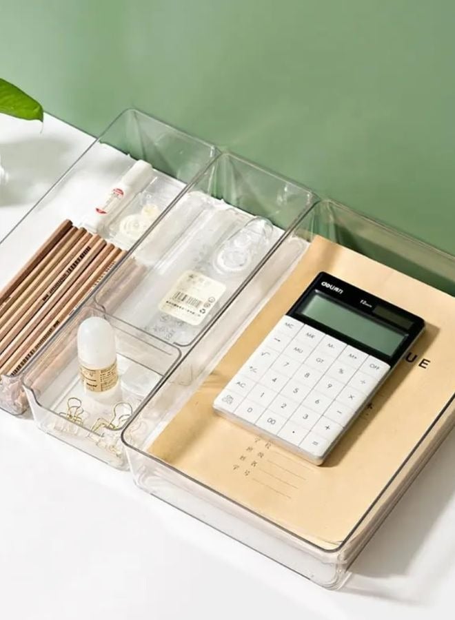 Drawer Dividers Organizer Set of 12 Pieces Clear Plastic Drawer Organizing and Storage Bins For Makeup Jewelry Dresser Office And Kitchen Bliss  - Image 3