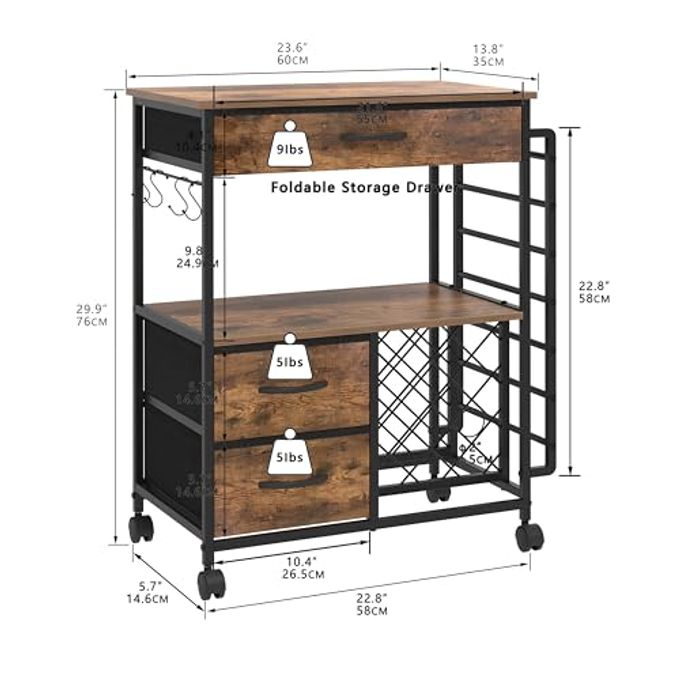 VENNQD Storage Cart Compatible With Cricut Machines Stand Cutting Machine Stand With Drawers And Vinyl Roll Holder Rolling Craft Cabinet Table For Cricut Craft Workstation (Rustic Brown) - Image 2