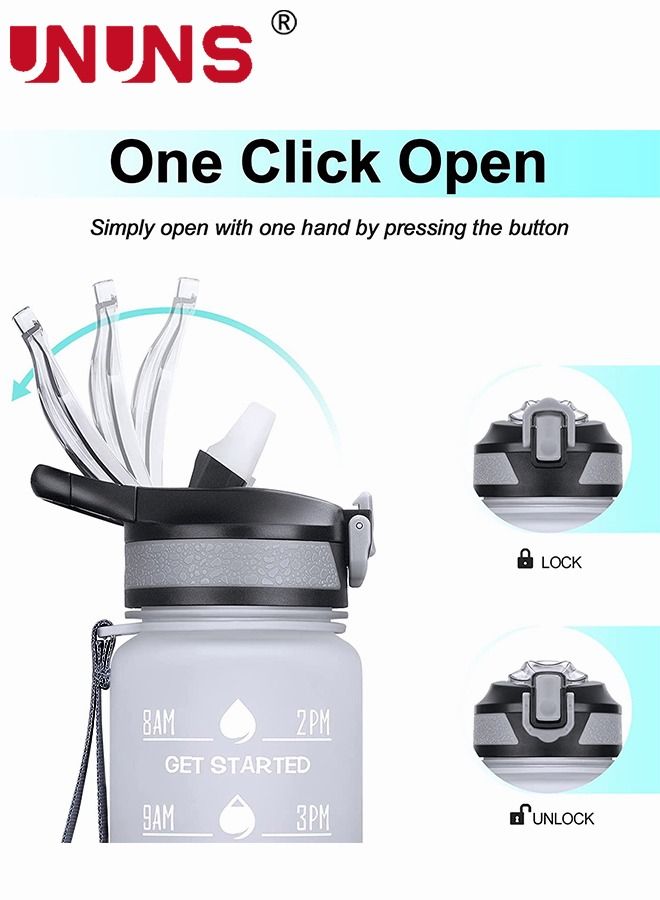 UNUNS 1L Water Bottles with Removable Straw & Time Marker, Motivational Water Bottle with BPA Free Tritan Material, Leakproof Water Jug for Home Office Fitness Sports - Image 5