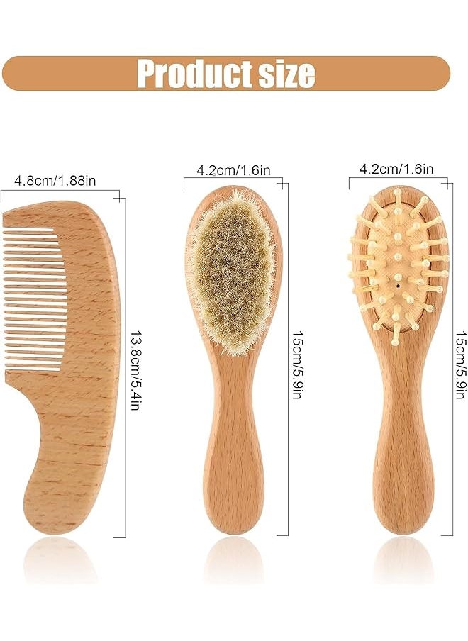 erorex - 4Pcs Baby Hair Brush Set Premium Wooden Soft Bristle And Natural For Newborns And Toddlers - Image 1