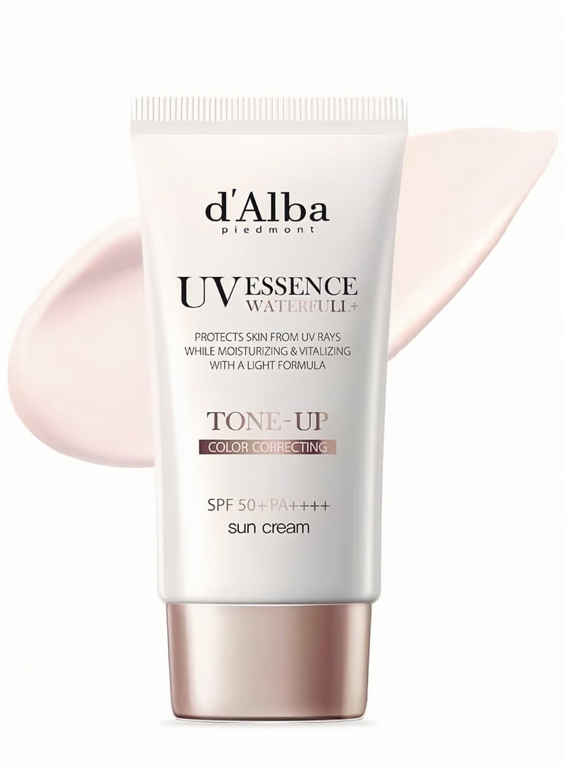 d'Alba Piedmont Italian White Truffle Waterfull Tone-up Sunscreen, Vegan Skincare, Tinted Moisturizer with SPF 50+ PA++++, Glowy Sunscreen, Gentle and Safe Use for all Skin Types 50ml - Image 1