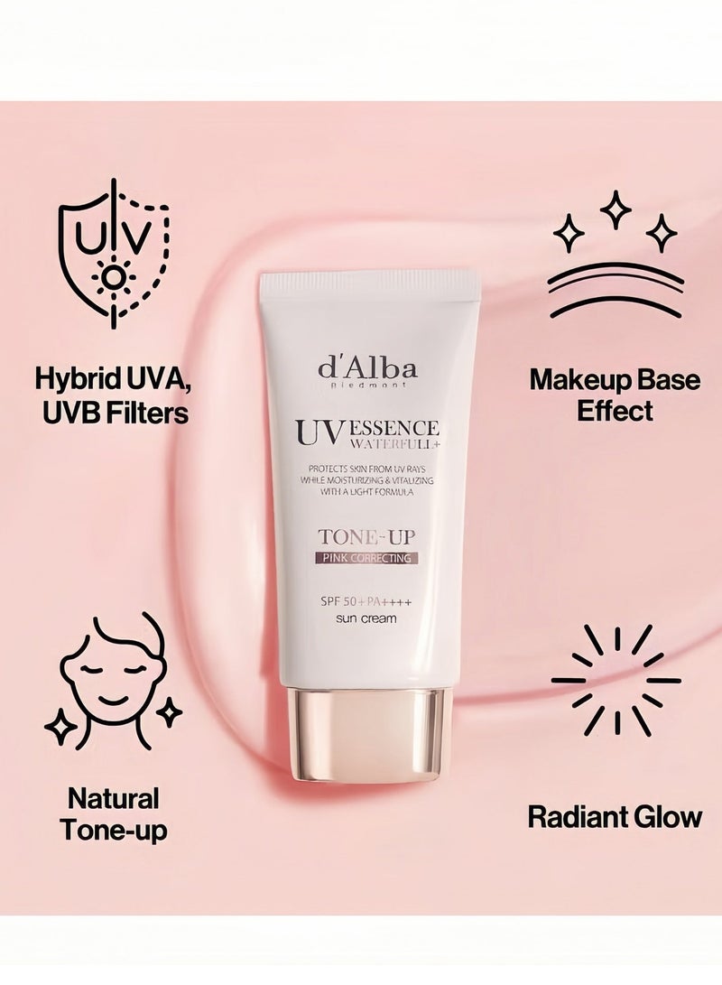 d'Alba Piedmont Italian White Truffle Waterfull Tone-up Sunscreen, Vegan Skincare, Tinted Moisturizer with SPF 50+ PA++++, Glowy Sunscreen, Gentle and Safe Use for all Skin Types 50ml - Image 2