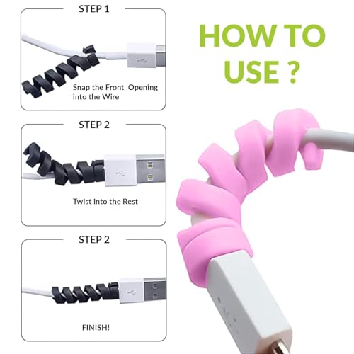 Gizga Essentials Spiral Cable Protector Cord Saver for Mac Charger, iPhone Charger, Wire Protector, Lightweight Durable Flexible Wire Winder for Charging Cables, Data Cables, Earphones, Pack of 10 - Image 4