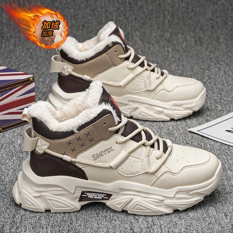 Winter Men'S High-Top Fleece-Lined Thickened Warm Cotton Shoes Thick Sole Outdoor Northeast Cold Resistant Snow Boots Casual Sneaker - Image 2