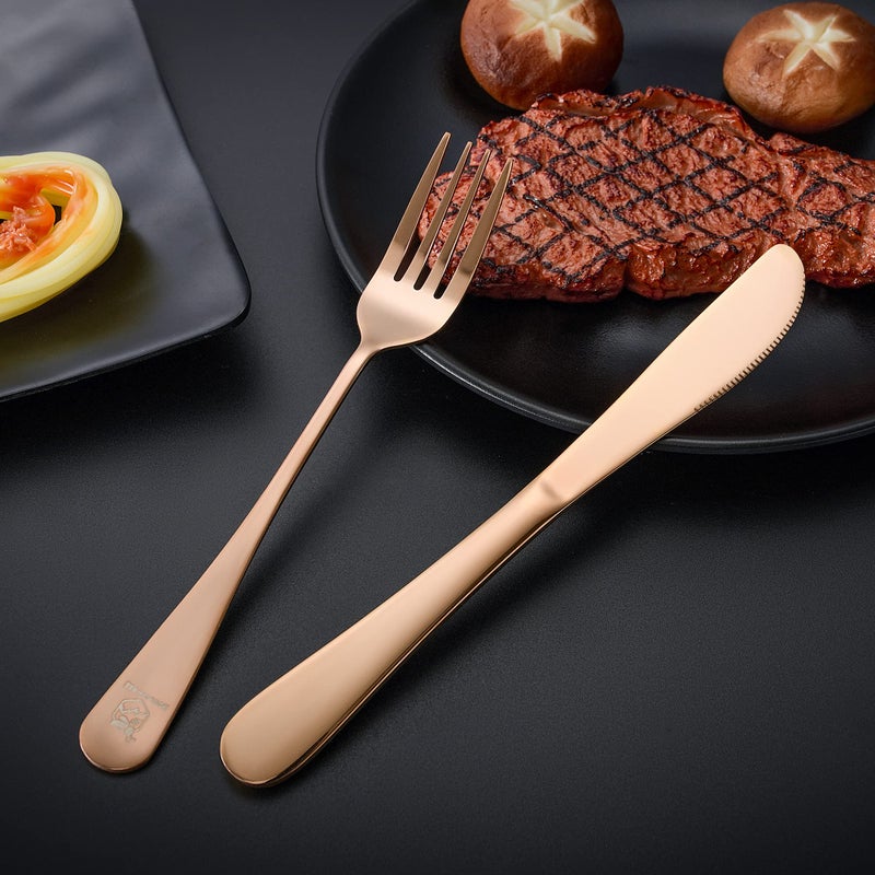 Boulder Bee Travel Utensils | Reusable Camping Cutlery | Stainless Steel Flatware | Portable Silverware Set with Case | Includes Knife/Fork/Spoon/Straw/Cleaning Cloth (Rose Gold) - Image 3