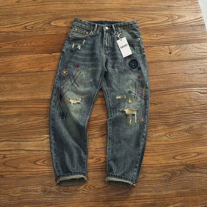 Unisex Classic Denim Jeans Loose Fit Daily Outdoor Wear - Image 1