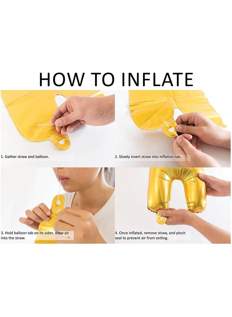 بالونة من الفويل للذكرى السنوية السعيدة، اللون ذهبي (عبوة من 16 حرفًا) - Image 2