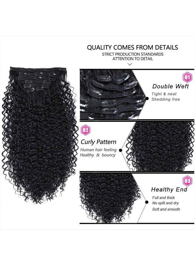 BHF 26 inch Kinky Curly Clip In Hair Extension, Double Weft Full Head Japanese Heat Resistance Fiber 140g Synthetic Hair Extensions For Women 7pieces (#1B) - Image 3