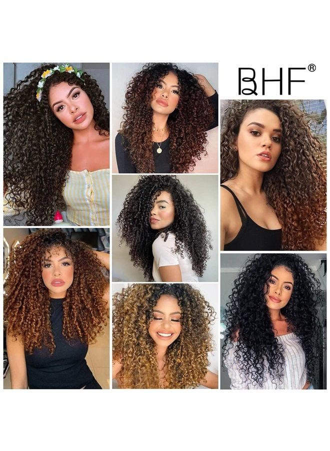 BHF 26 inch Kinky Curly Clip In Hair Extension, Double Weft Full Head Japanese Heat Resistance Fiber 140g Synthetic Hair Extensions For Women 7pieces (#1B) - Image 5