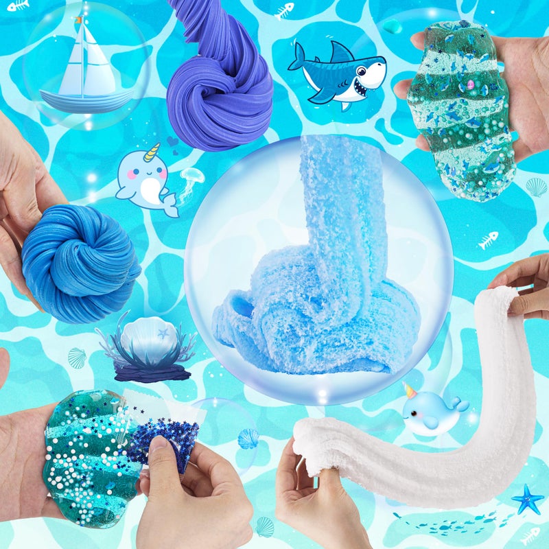 LAWOHO 6 Pack Slimes, Blue Slime Kit, Butter Cloud Slime for Boys Girls Ages 8-12,Toys for Girls and Boys, Slime Party Favors Goodie Bag Stuffers, 4 5 6 7 8 9 10 Year Old Girl Birthday Gift Cute Stuff - Image 4
