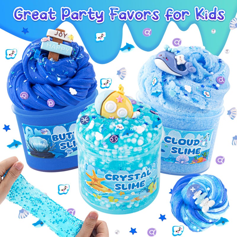 LAWOHO 6 Pack Slimes, Blue Slime Kit, Butter Cloud Slime for Boys Girls Ages 8-12,Toys for Girls and Boys, Slime Party Favors Goodie Bag Stuffers, 4 5 6 7 8 9 10 Year Old Girl Birthday Gift Cute Stuff - Image 5