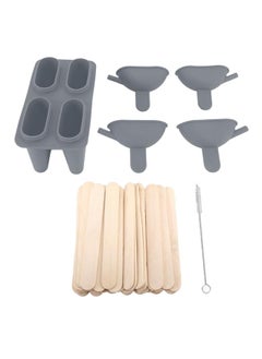 Ice Cream Mold Silicone Practical Portable DIY Ice Pop Maker with 50 Sticks for Household Grey