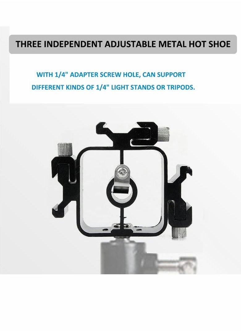 SYOSI - Shoe Mounts, Camera Hot Shoe Lamp Holder Flash Base Live Broadcast Bracket Multi-function Standard One-turn Three Camera Shoe Mount 1/4""-20 Tripod Screw Adapter Shoe Mount, for DSLR Camera Rig 1Pcs - Image 1