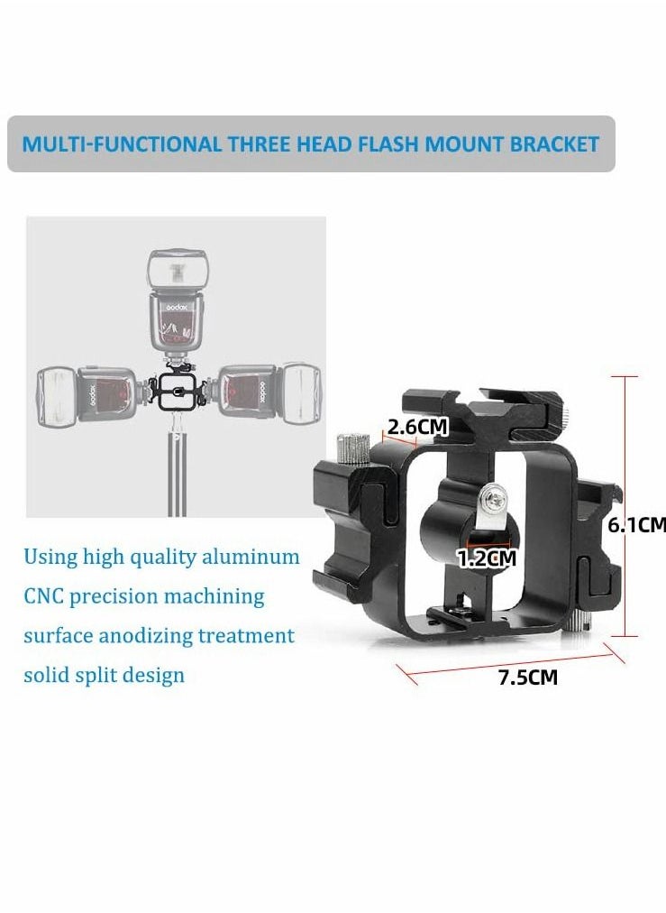 SYOSI - Shoe Mounts, Camera Hot Shoe Lamp Holder Flash Base Live Broadcast Bracket Multi-function Standard One-turn Three Camera Shoe Mount 1/4""-20 Tripod Screw Adapter Shoe Mount, for DSLR Camera Rig 1Pcs - Image 1