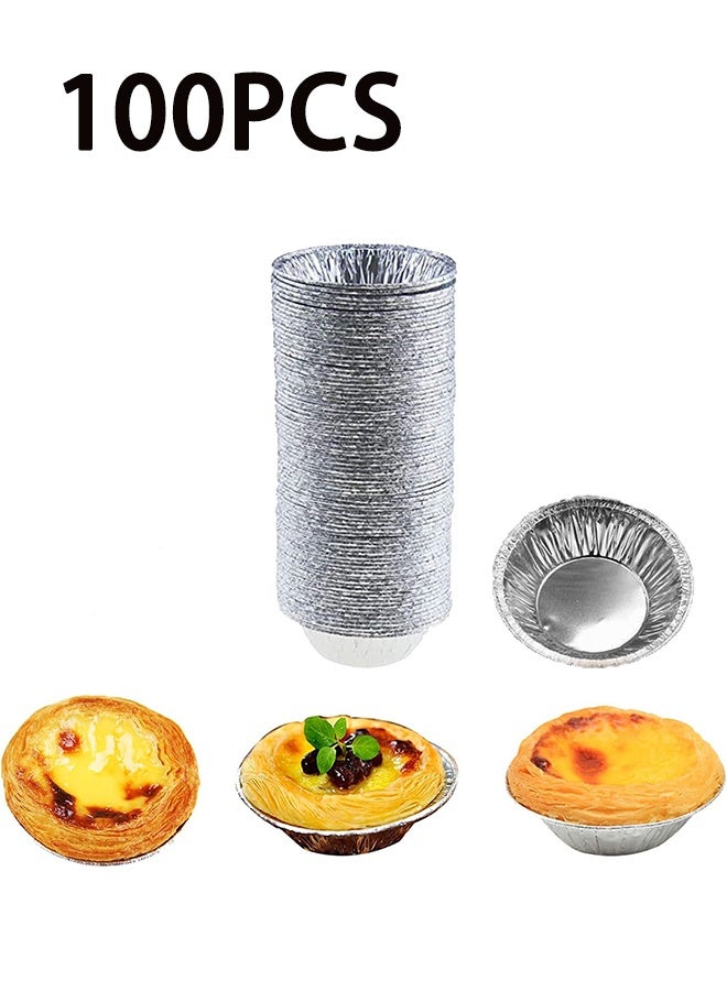 100 قطعة صواني ألومنيوم صغيرة، رائعة لخبز الفطائر الصغيرة، الكيش، البودينغ، إلخ. - Image 1