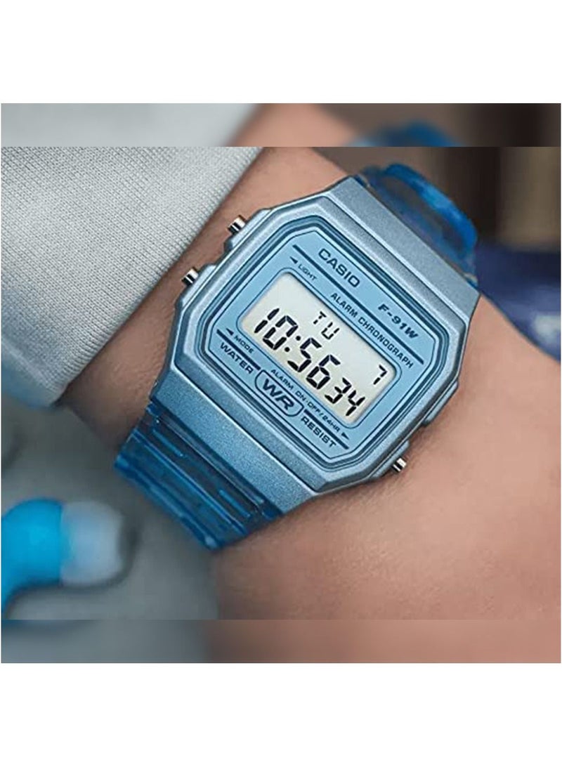 كاسيو Women's Resin Digital Wrist Watch F-91WS-2DF - 33 mm - Blue - Image 5
