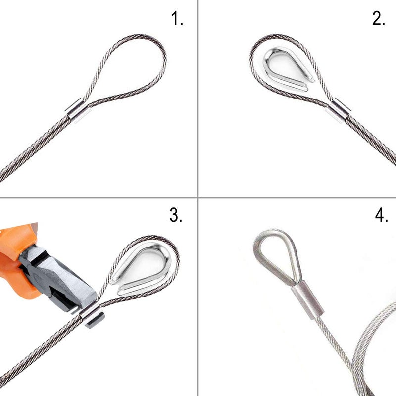 Amadget الفولاذ المقاوم للصدأ سلك حبل 316 البحرية الصف كابل حديدي عدة الطائرات حبل وصورة معلقة لحديد التزيين قارب الأجهزة البحرية (1/8 "" × 33 قدم) - Image 3