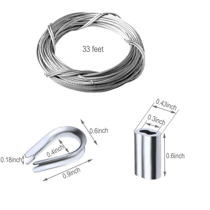 Amadget الفولاذ المقاوم للصدأ سلك حبل 316 البحرية الصف كابل حديدي عدة الطائرات حبل وصورة معلقة لحديد التزيين قارب الأجهزة البحرية (1/8 "" × 33 قدم) - Image 2