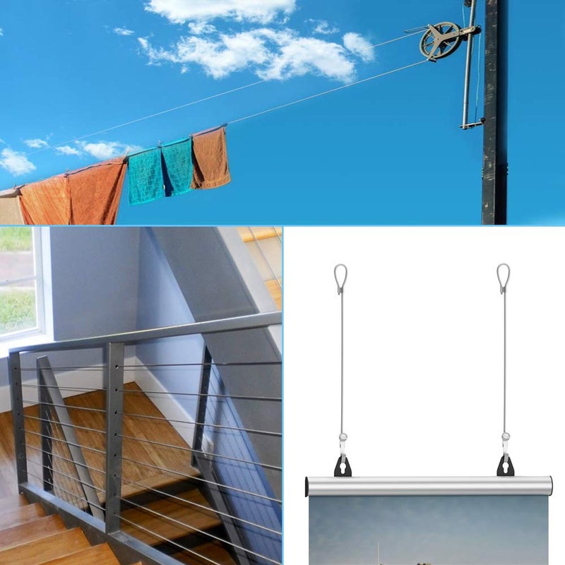 Amadget الفولاذ المقاوم للصدأ سلك حبل 316 البحرية الصف كابل حديدي عدة الطائرات حبل وصورة معلقة لحديد التزيين قارب الأجهزة البحرية (1/8 "" × 33 قدم) - Image 5