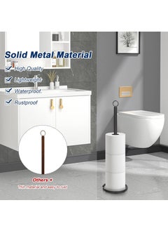 INDIDECOR INDIDECOR 38167 Bath Toilet Paper Holder Stand Free Standing Tissue Paper Storage with Reserve Space Toilet 4 Rolls Holder for BathroomKitchen CountertopAll Metal 1 Pack Matte Black  - Image 3
