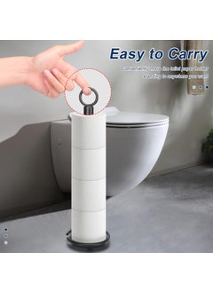 INDIDECOR INDIDECOR 38167 Bath Toilet Paper Holder Stand Free Standing Tissue Paper Storage with Reserve Space Toilet 4 Rolls Holder for BathroomKitchen CountertopAll Metal 1 Pack Matte Black  - Image 4