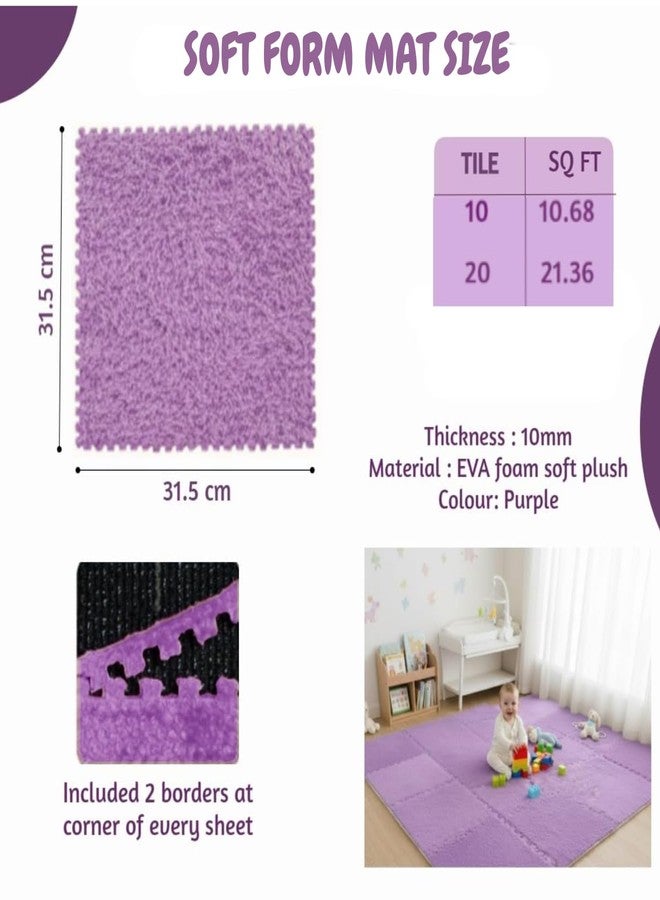 Metreno 10mm/10pcs Baby mats for Floor Soft Plush Foam Babies Puzzle Interlocking Play mats for Crawling Playing Tile mat for kids playing Carpet Rug for Infants and Toddlers(Rose Red, 31.5*31.5*1cm) - Image 2