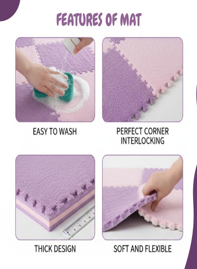 Metreno 10mm/10pcs Baby mats for Floor Soft Plush Foam Babies Puzzle Interlocking Play mats for Crawling Playing Tile mat for kids playing Carpet Rug for Infants and Toddlers(Rose Red, 31.5*31.5*1cm) - Image 3