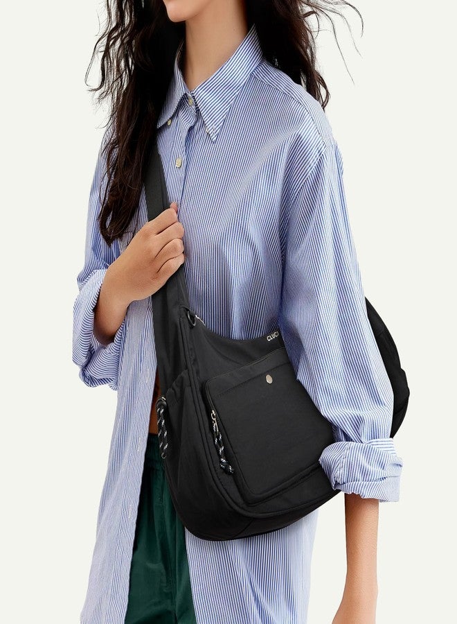 CLUCI Travel Purses for Women, Waterproof Crossbody Bag Roomy Multiple Pockets Shoulder Handbags Lightweight Stylish Tote Bag - Black - Image 2