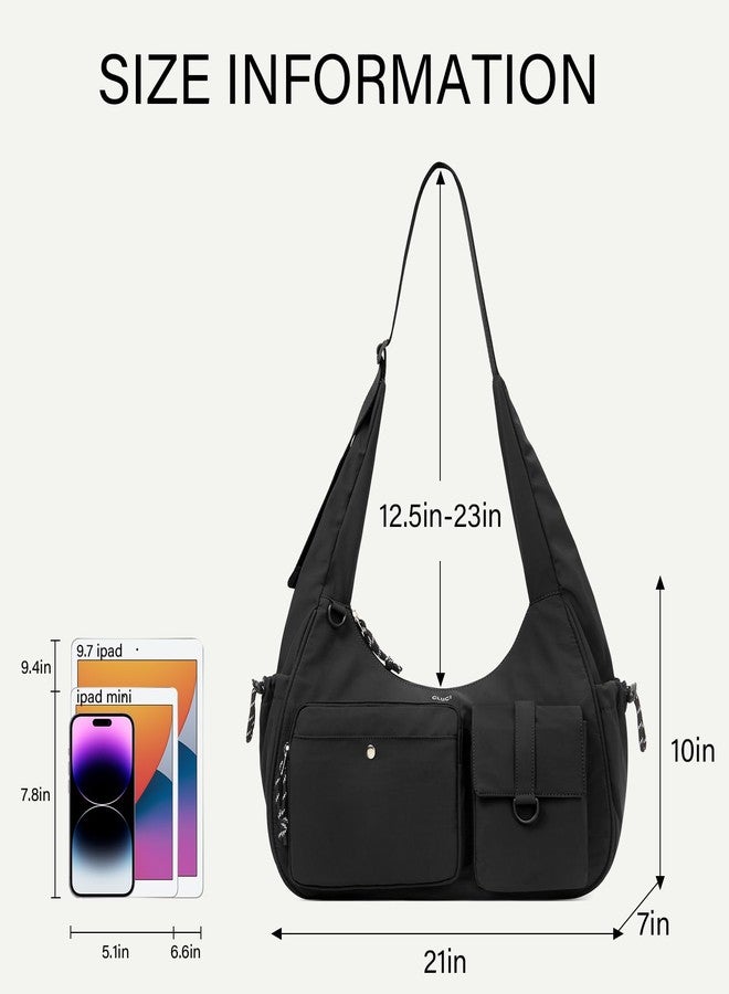 CLUCI Travel Purses for Women, Waterproof Crossbody Bag Roomy Multiple Pockets Shoulder Handbags Lightweight Stylish Tote Bag - Black - Image 3