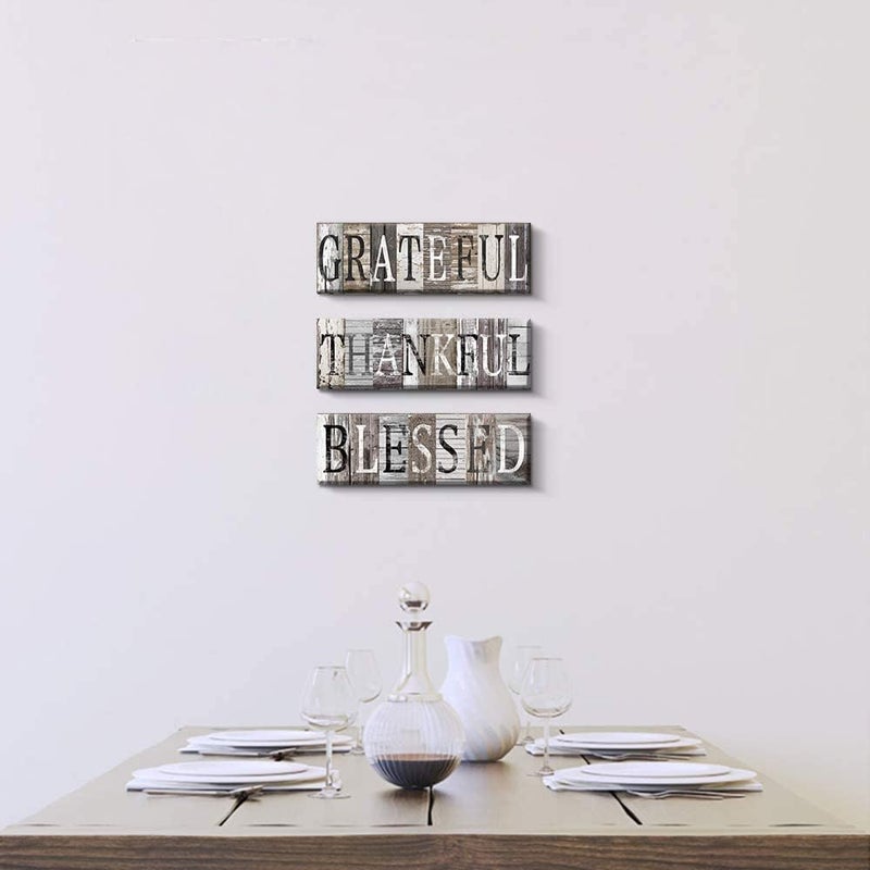 BPA Thankful, Grateful, Blessed Rustic Canvas Prints Set - Image 2