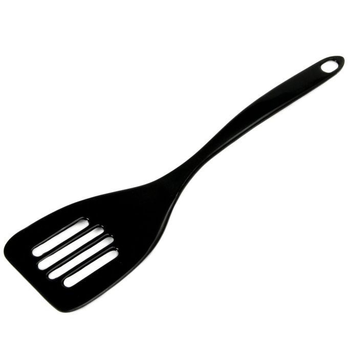 Chef Craft Basic Melamine Slotted Turner/Spatula, 11.25 inch, Black - Image 1