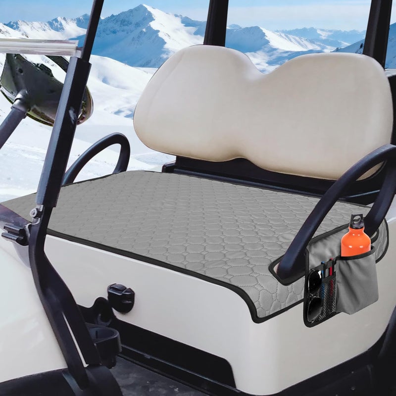 PGmoon Golf Cart Seat Covers with 4 Side Pockets & Non-Slip Bottom for EZGO, Club Car, Yamaha - Grey - Image 1