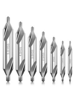 SYOSI Combined Center Drill Bit Set 7 Pieces HSS 60 Degree Countersink Lathe Mill Tooling 1.0 1.5 2.0 2.5 3.0 4.0 5.0mm for Positioning and Chamfering of Wood Metal Alloys  - Image 1
